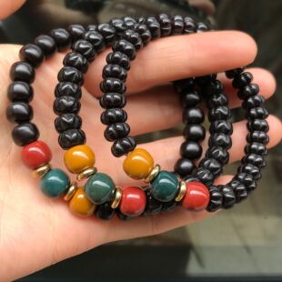 天然文玩椰蒂南瓜珠手串椰蒂百香籽桶珠佛珠椰壳单圈手链男女盘玩