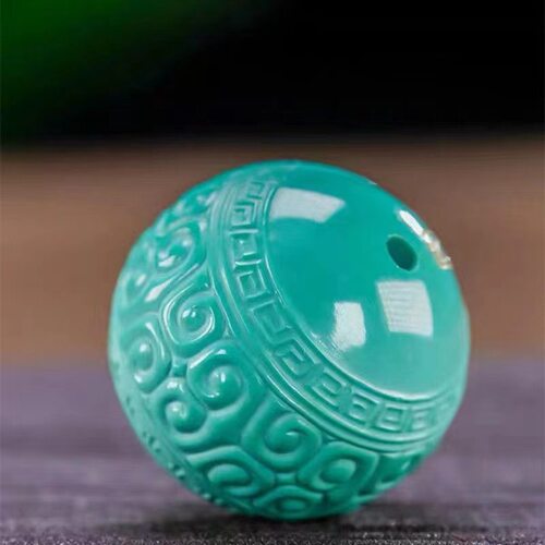 菱镁矿仿绿松石回纹云纹圆珠隔珠多宝十八子手串配饰品件文玩diy