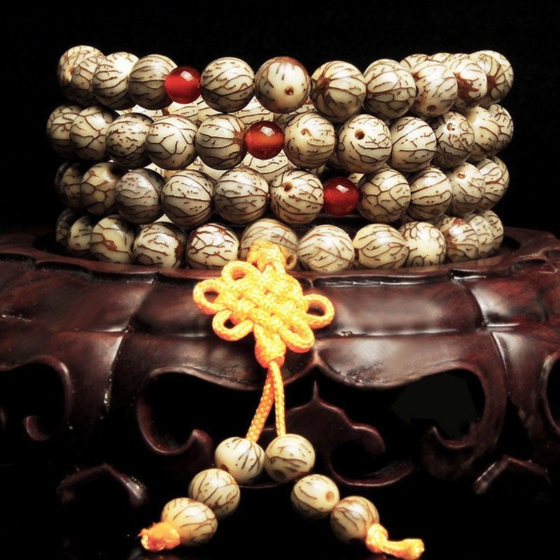 银线菩提血丝金线念珠菩提菩提子手链108颗银线菩提佛珠手串项链