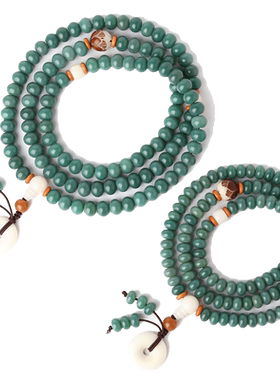 绿色原创佛珠手把件风化菩提根