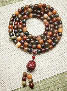 敦煌飞天菩提子文玩手持手串男女天然风化菩提根手链108佛珠念珠