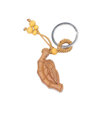 桃木知了竹节节高升一鸣惊人汽车钥匙扣蝉礼品吊坠挂件