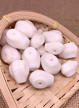 天然象牙果鲨鱼背三通鲨鱼鳍佛头文玩光面手串佛金刚星月菩提配饰