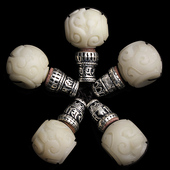 藏式 白菩提根天然三通佛头雕刻佛塔定制佛珠念珠20mm星月手串饰品