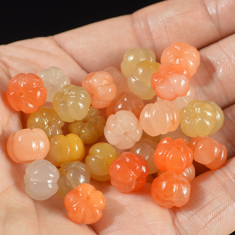 新疆金丝玉南瓜珠散珠 天然diy手链耳环发簪隔珠黄玉饰品配件古风