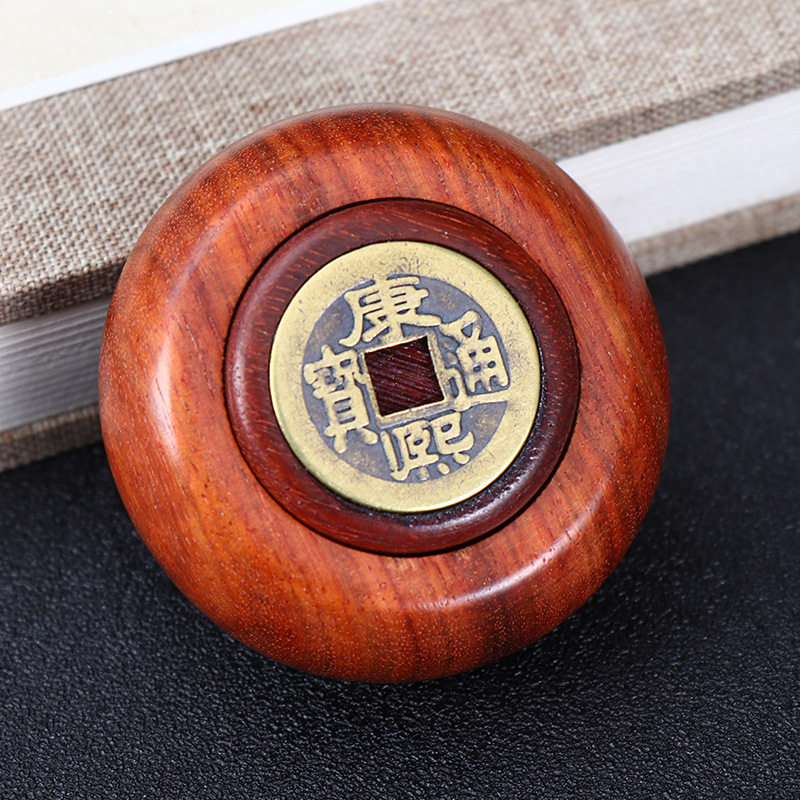 铜钱赚转钱创意工艺品五帝钱紫檀花梨木冷门文玩手把件男减压