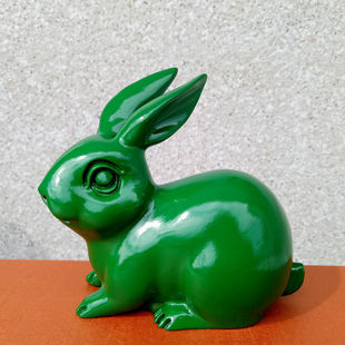实木绿色兔子摆件木质雕刻木兔生肖卯兔2026年本命年木雕木头青色