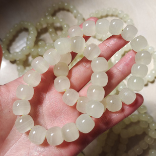 阿富汗玉冰种猫眼老型桶珠手串苹果珠玉石手链玉器手持时尚女盘玩