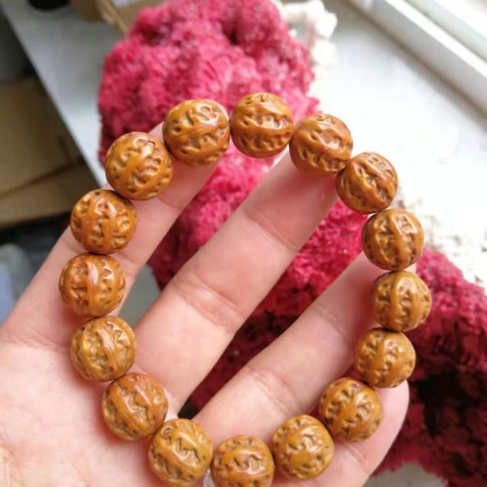 紫金鼠手工雕刻京八棱小核桃手串秋子菩提文玩佛珠手持男女士念珠