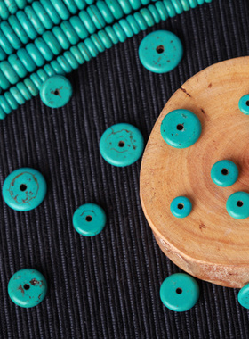 蓝色仿绿松石隔珠子隔片垫片散珠6/8/10/12/14mmDIY佛珠配饰