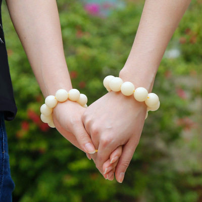 高密文玩白玉菩提根单圈念珠