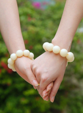 高密文玩白玉菩提根单圈念珠