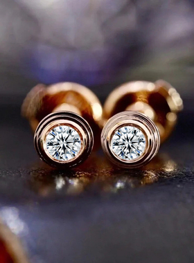 hpht培育钻石飞碟耳钉30分50分18k金cvd人工造合成钻石耳饰男女款