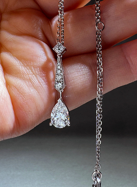 hpht河南培育钻石水滴1克拉项链cvd人工造合成钻石一滴泪梨形吊坠