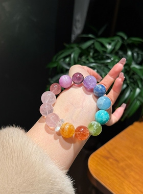 天然多宝水晶手链海蓝宝女款单圈时尚饰品多宝送女友闺蜜生日礼物