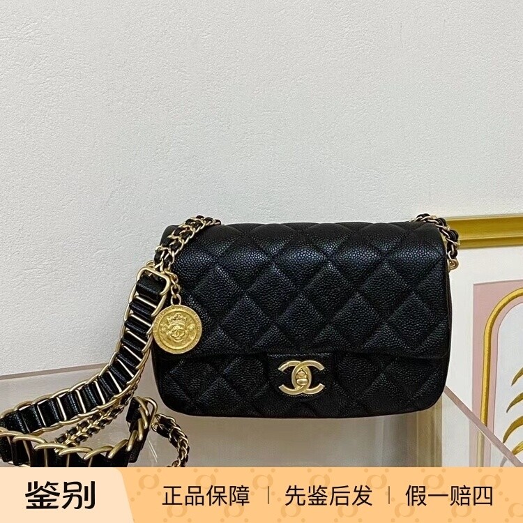 99新香奈儿Chanel cf大mini金币人像黑金鱼子酱牛皮单肩斜挎包,箱包皮具/热销女包/男包,二奢女士包,淘宝优惠券,粉丝福利购,淘宝优惠卷