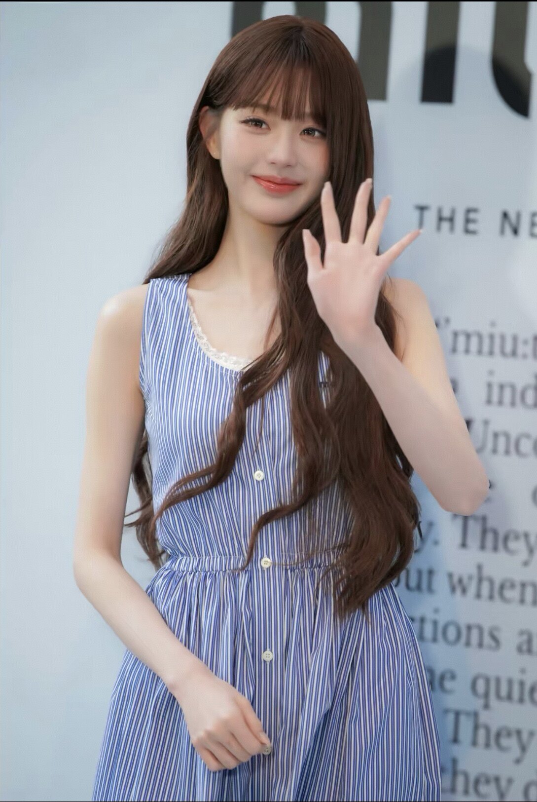 张元英同款2026年夏季新款蓝色格纹无袖背心连衣裙女收腰显瘦裙子