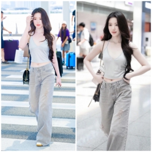 高腰显瘦直筒阔腿长裤 叶舒华同款 新款 女2025年夏季 女 破洞牛仔裤