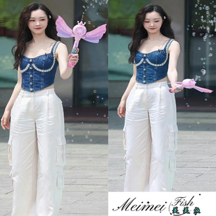 宋轶同款工装裤女2025年春季新款薄款美式小个子阔腿直筒休闲裤子