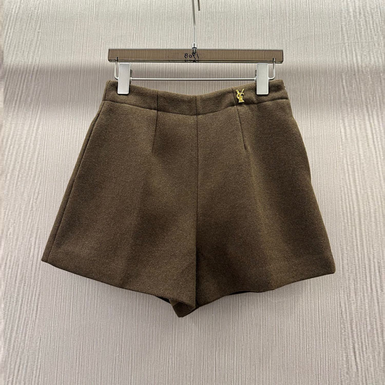 初溯2025秋冬新款欧货女装侧拉链高腰羊毛直筒短裤百搭显瘦休闲裤