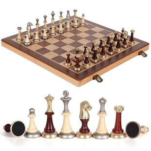 祺御记高端豪华国际象棋金属棋子折叠款棋盘比赛专用便携西洋棋