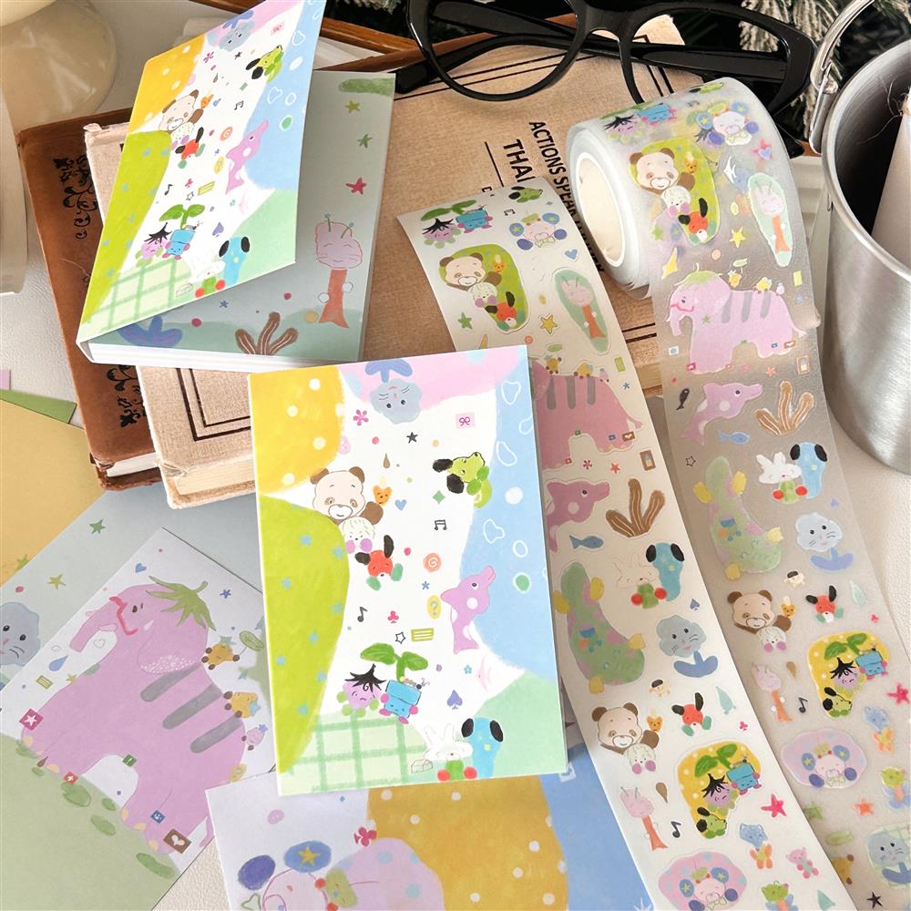 COMO士多可爱动物手绘便签手帐素材备忘纸装饰点缀彩色