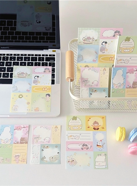 COMO士多原创春春山山可爱拼格便签手帐素材纸装饰韩系卡通无粘性