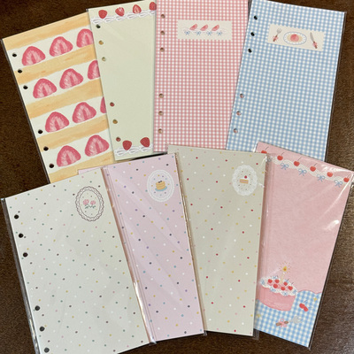 菜菜瑄瑄新品A6per双面内页蕾丝波点草莓奶油盐系少女手帐替芯