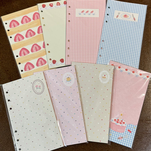 菜菜瑄瑄新品A6per双面内页蕾丝波点草莓奶油盐系少女手帐替芯