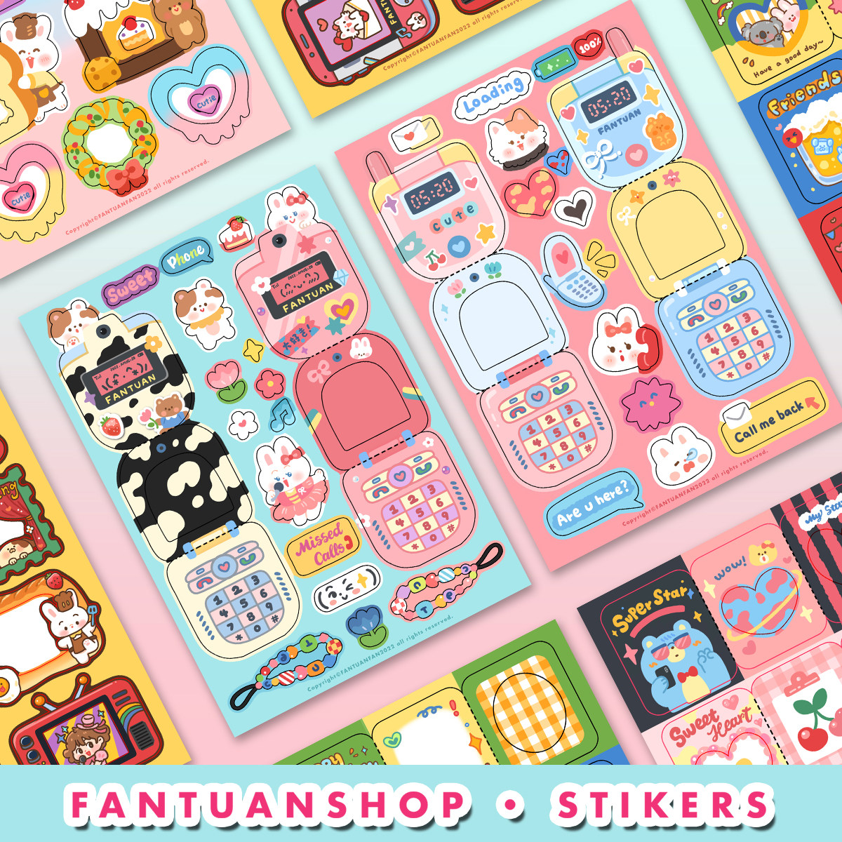 饭饭团团 复古手机大头贴咕卡折叠机关贴纸哑膜闪膜手帐拼贴装饰