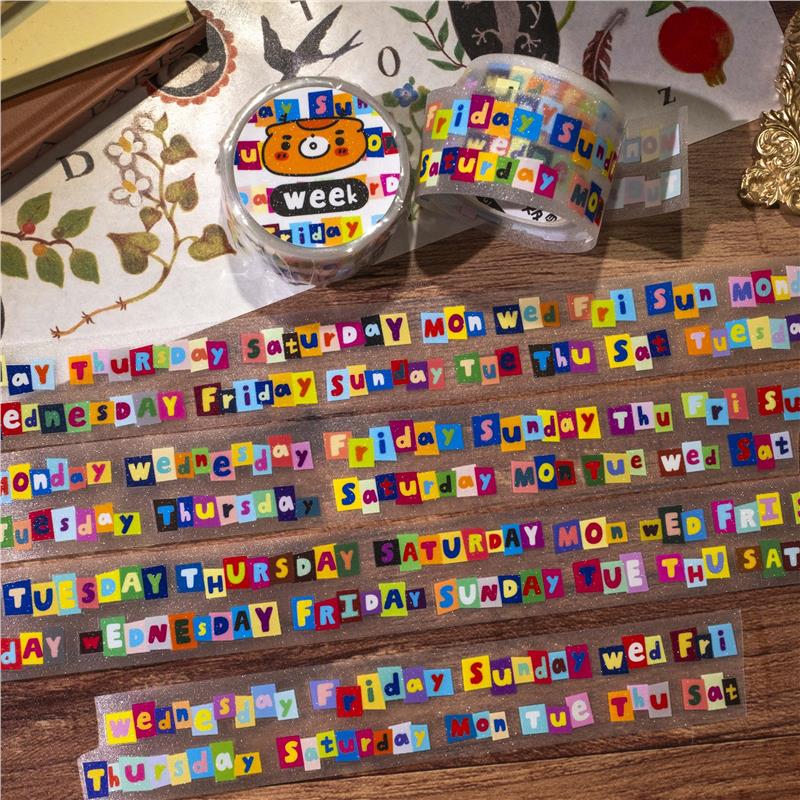 布岚新品胶带合集原创英文拼字deco文字星期日常拉条模切胶带图片