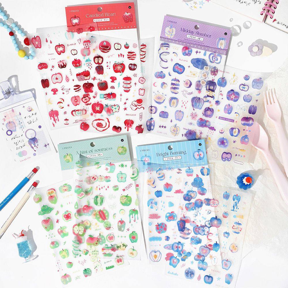 2防水PET闪砂贴纸 苹果星球系列 小鼻嘎水果元素手帐咕卡拼贴素材,文具电教/文化用品/商务用品,贴纸/立体贴纸,淘宝优惠券,粉丝福利购,淘宝优惠卷