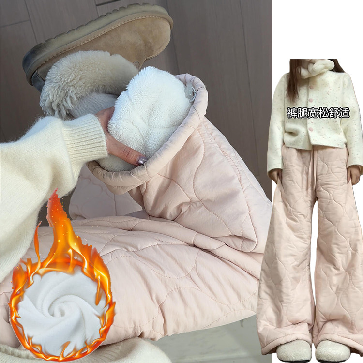 韩系甜美风粉色加绒棉裤女秋冬2025新款小个子加绒加厚保暖休闲裤,女装/女士精品,休闲裤,淘宝优惠券,粉丝福利购,淘宝优惠卷