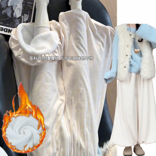 加厚保暖小个子高腰花苞裤 女2025新款 慵懒加绒针织糯米裙裤 秋冬季