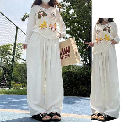 韩系休闲风冰丝山本裤裤女夏季2026新款垂感高腰宽松显瘦肌理裤子