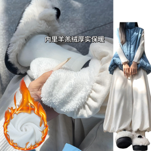 小个子针织韩系花苞裙裤 2025新款 女秋冬季 韩系温柔感加绒糯米裙裤