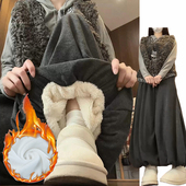 加绒加厚保暖休闲花苞裤 2025新款 女秋冬季 韩系慵懒感针织糯米裙裤