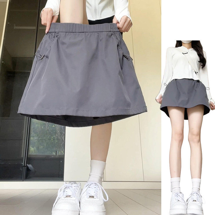 韩系松弛感抽绳工装裙裤女夏季2025新款防走光梨形遮胯显瘦A字裙,女装/女士精品,休闲裤,淘宝优惠券,粉丝福利购,淘宝优惠卷