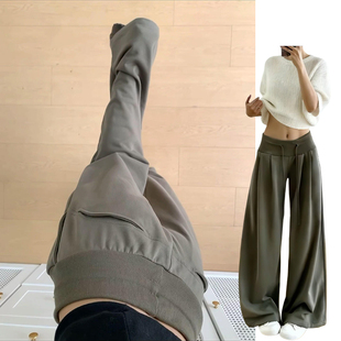 阔腿运动裤 军绿色慵懒宽松抽绳卫裤 高街百搭美式 2026新款 女春秋季