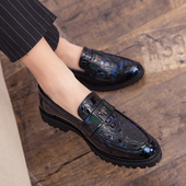 一脚蹬尖头皮鞋 男士 英伦风休闲发型师内增高婚礼男鞋 新款 正装 商务