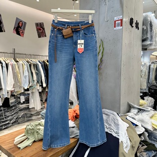 显瘦百搭四面弹微喇叭牛仔鸭掌裤 DZ8170春季 高腰修身 韩版 女潮 新款