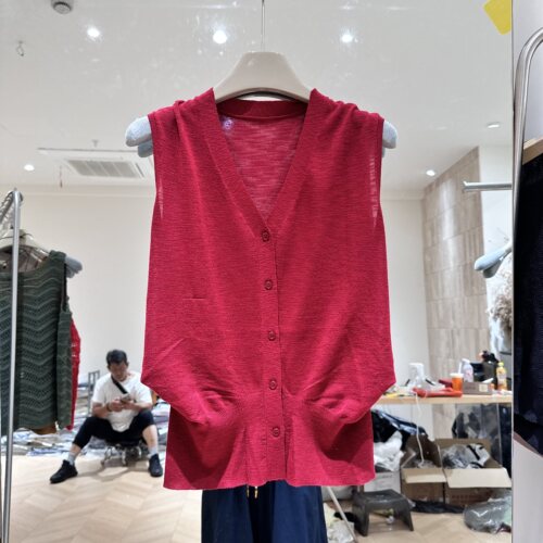 韩系小众设计感冰麻针织背心