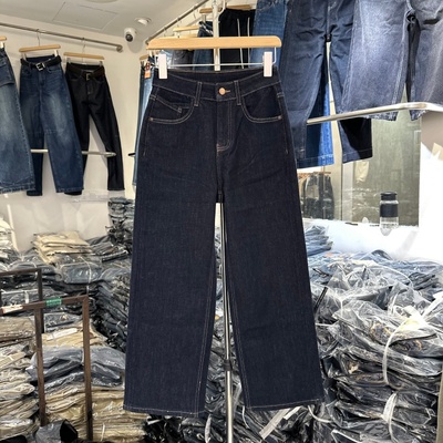 欧洲站高货牛仔直筒裤烟管裤