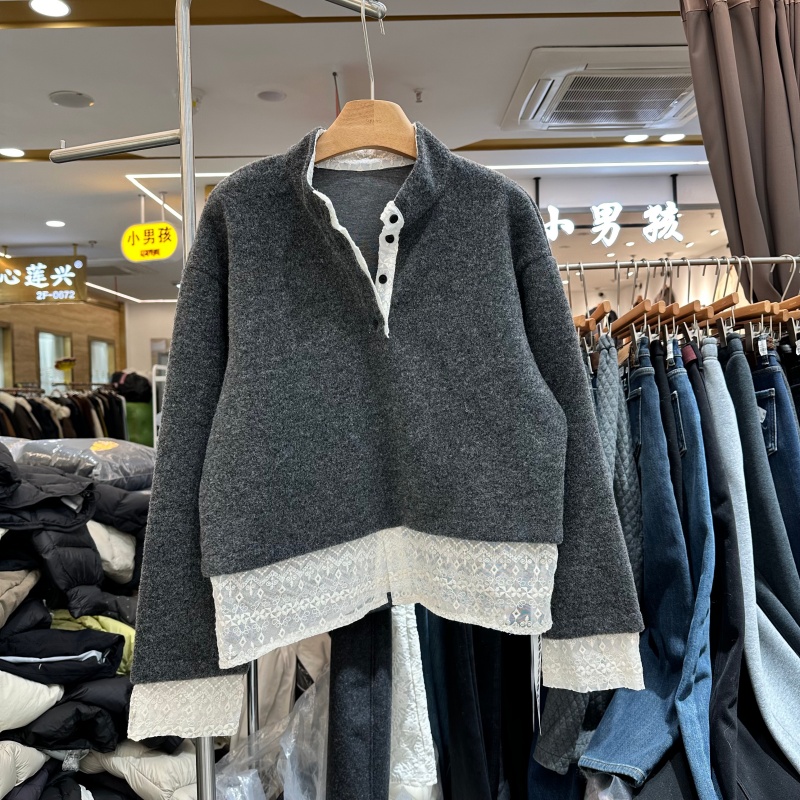 硕硕+26108蕾丝花边卫衣