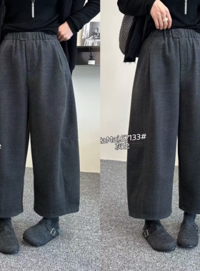 KAMAI卡麦67133正版冬季新款韩版松紧腰显瘦加绒加厚休闲阔腿裤女