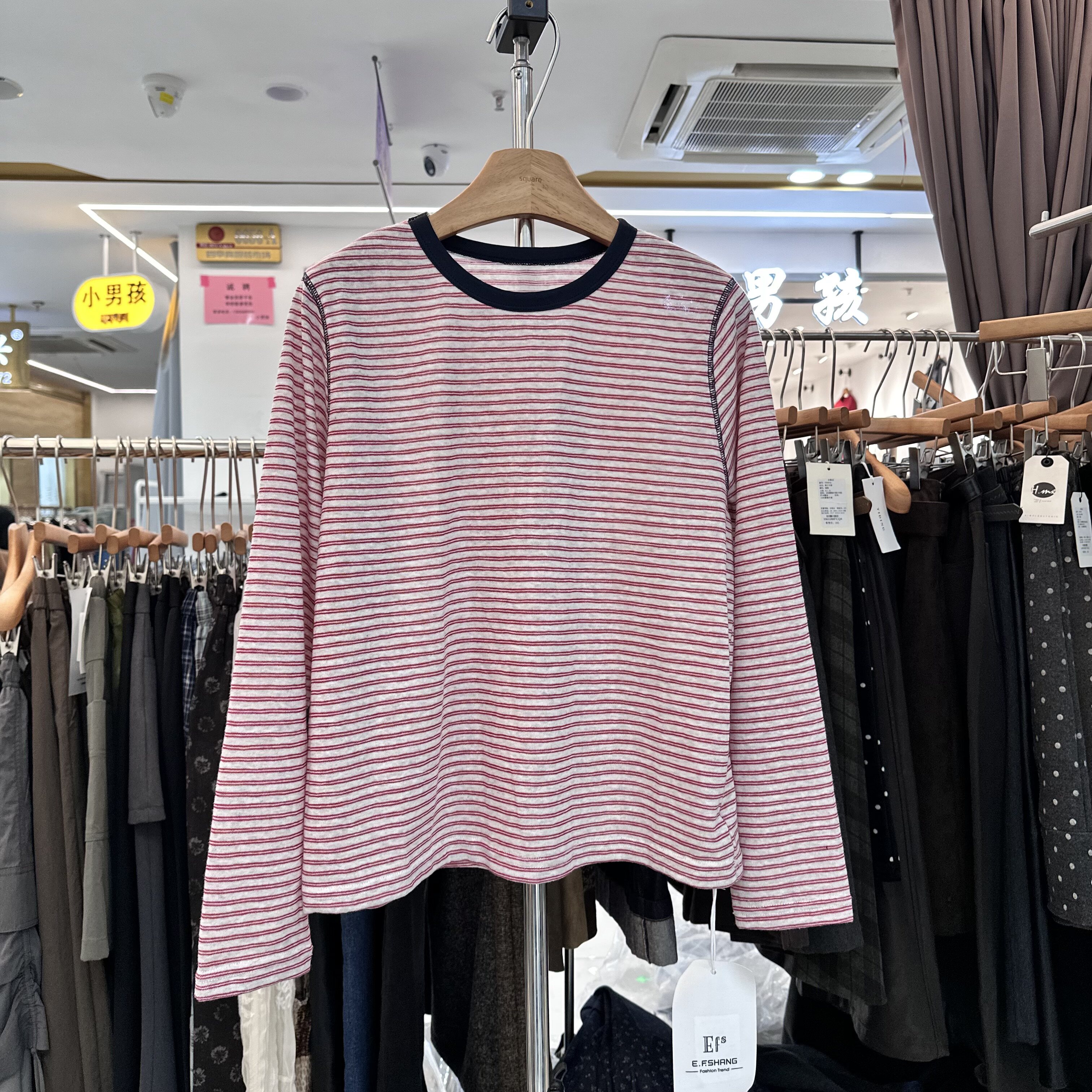 E.F.SHRNG88365韩版条纹T恤上衣