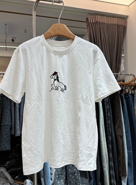 YHS壹禾色91930正版2026早春新款韩系刺绣卡通马休闲短袖T恤衫女