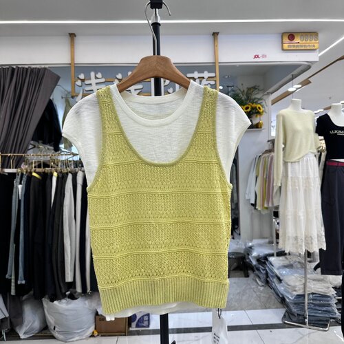 NICE奈斯88086假两件冰丝针织衫