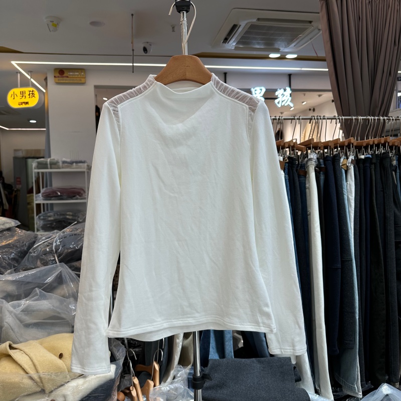 ONE12303拼纱磨毛T恤打底衫