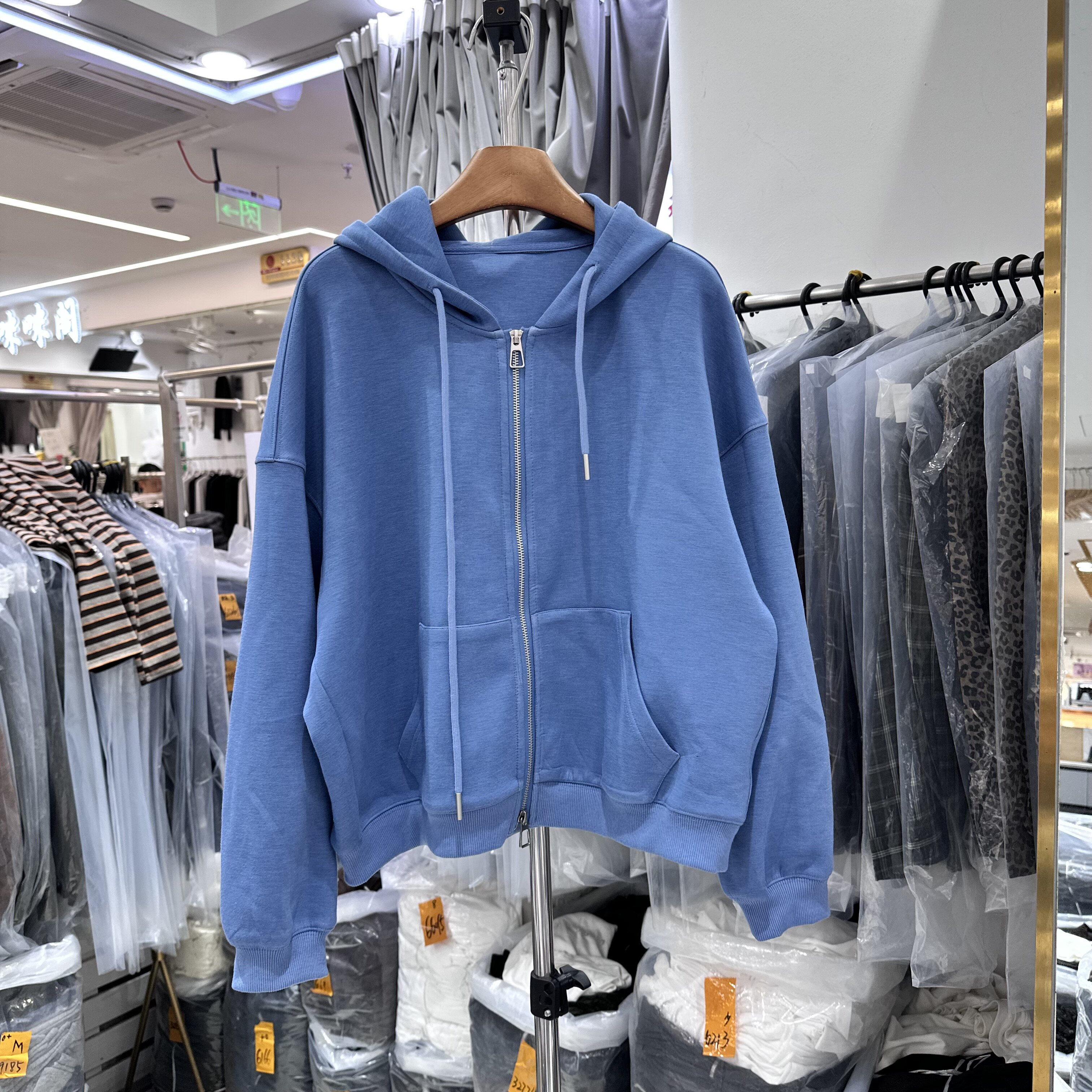韩系慵懒连帽拉链卫衣女款显瘦